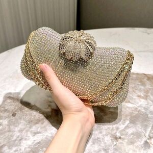 Elegant Crystal Clutch with Gold Accents